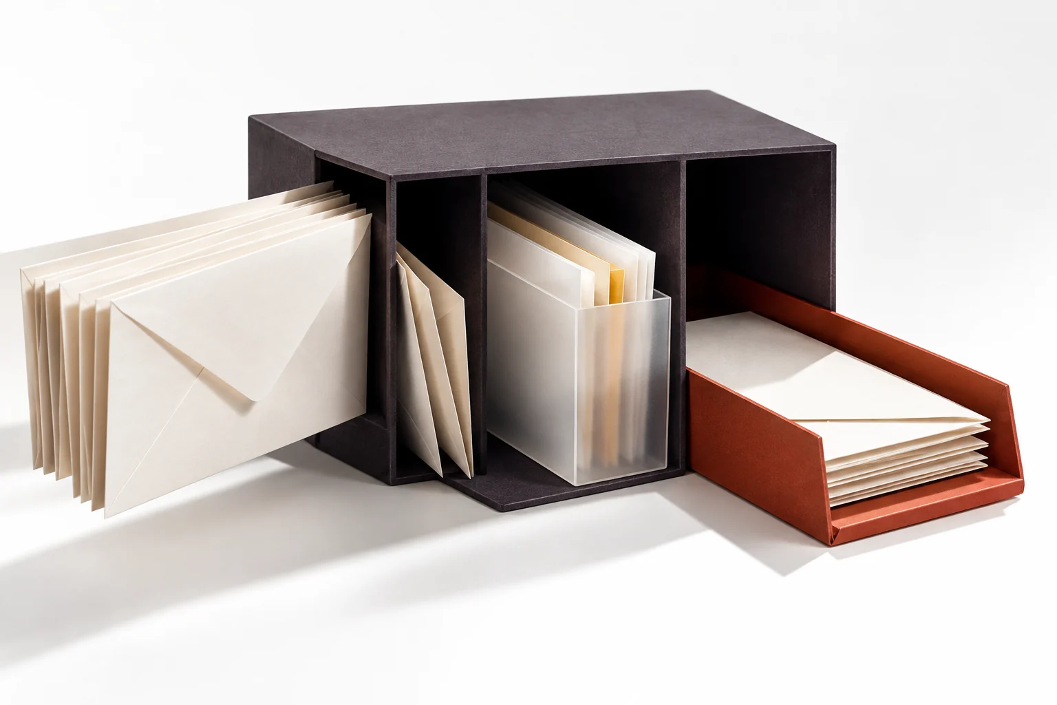 Un trieur de courrier avec réception, classement et réexpédition des enveloppes.