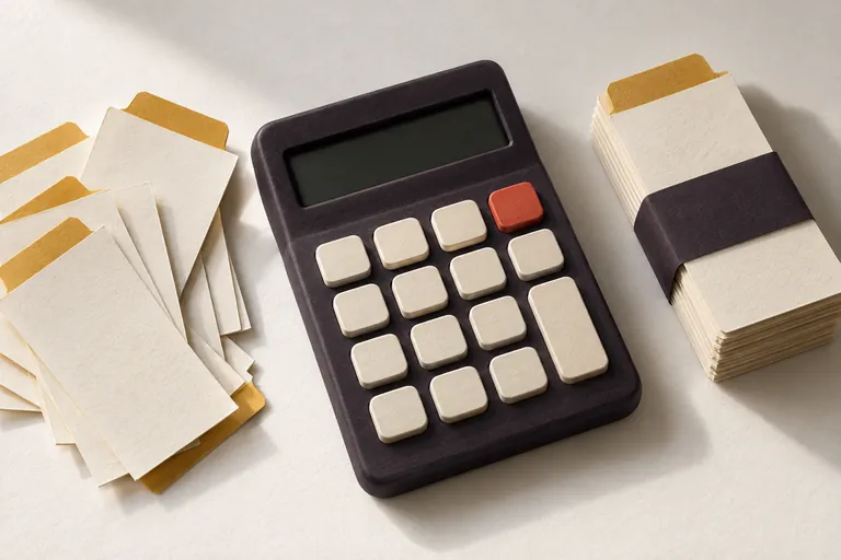 Un calculateur et des pièces classées représentent les opérations comptables à tester.